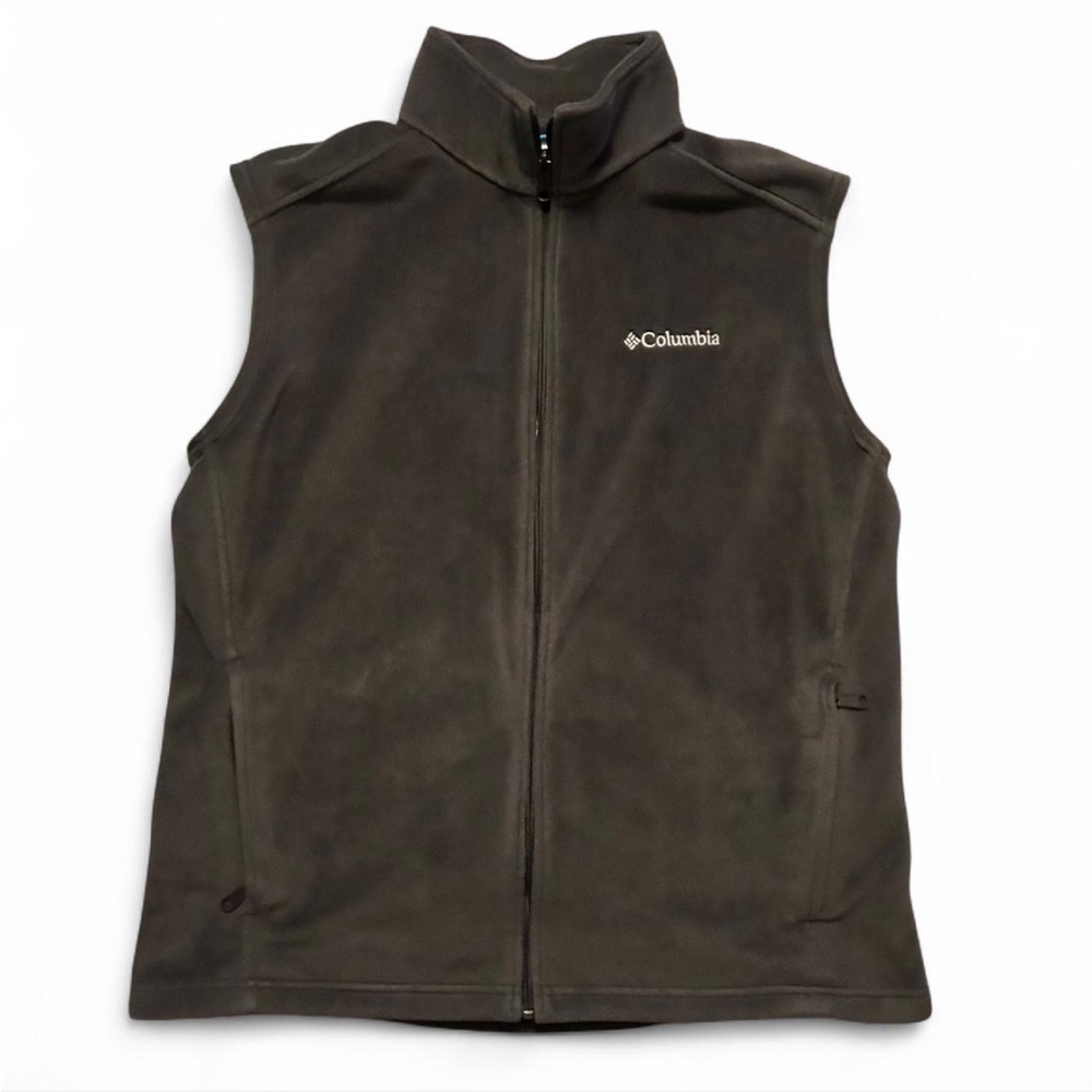 Columbia Vest Mens Large Gray Full Zip Fleece Full Zip Up Pockets